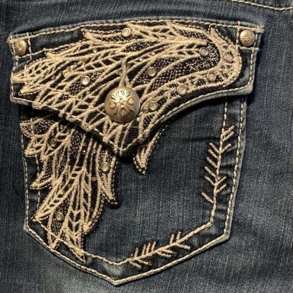 Poundgirl Rhinestone studded appliqué jeans-size 7 - Picture 4 of 7